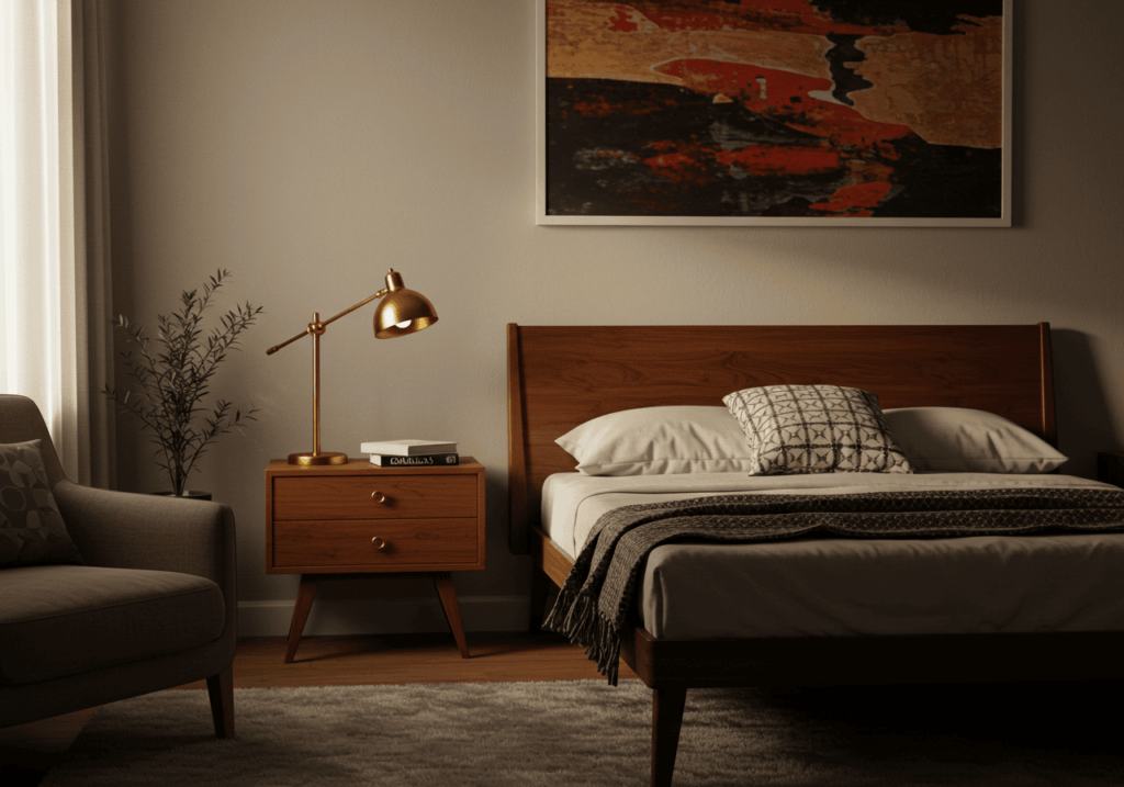 mid century modern bedroom FI