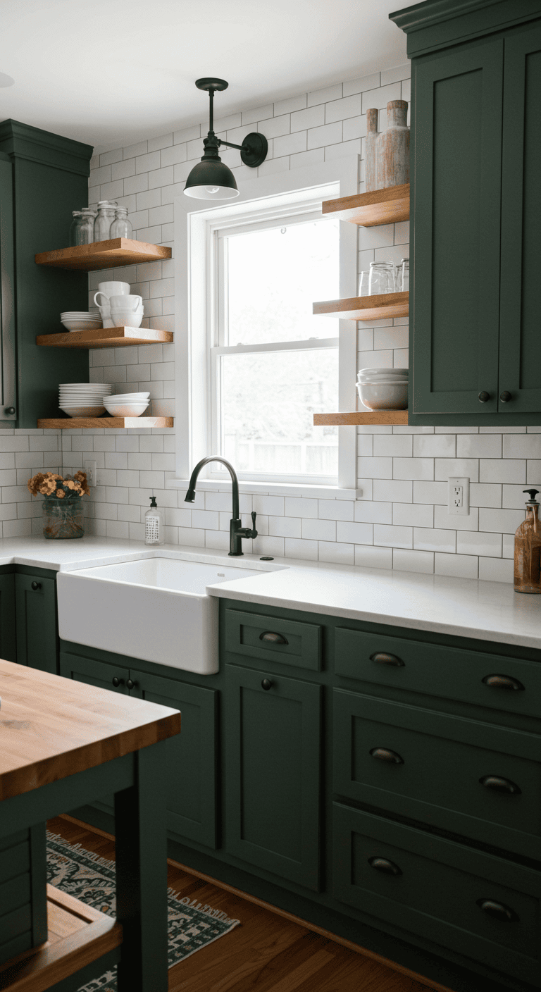 21 Dreamy Dark Green Kitchen Cabinets