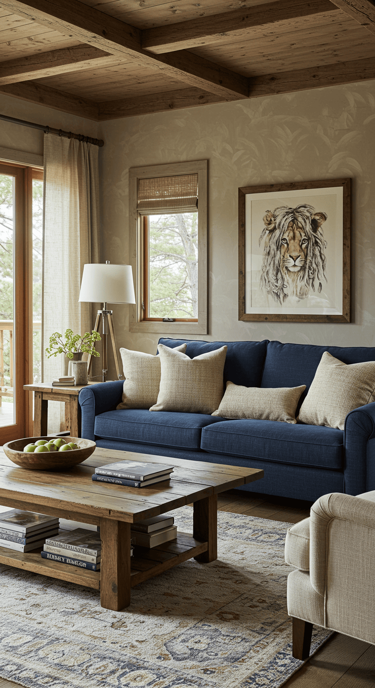 21 Rustic Living Room Ideas That Feel Like a Warm Hug - Textured Apartment Living Room Design With A Rustic Charm