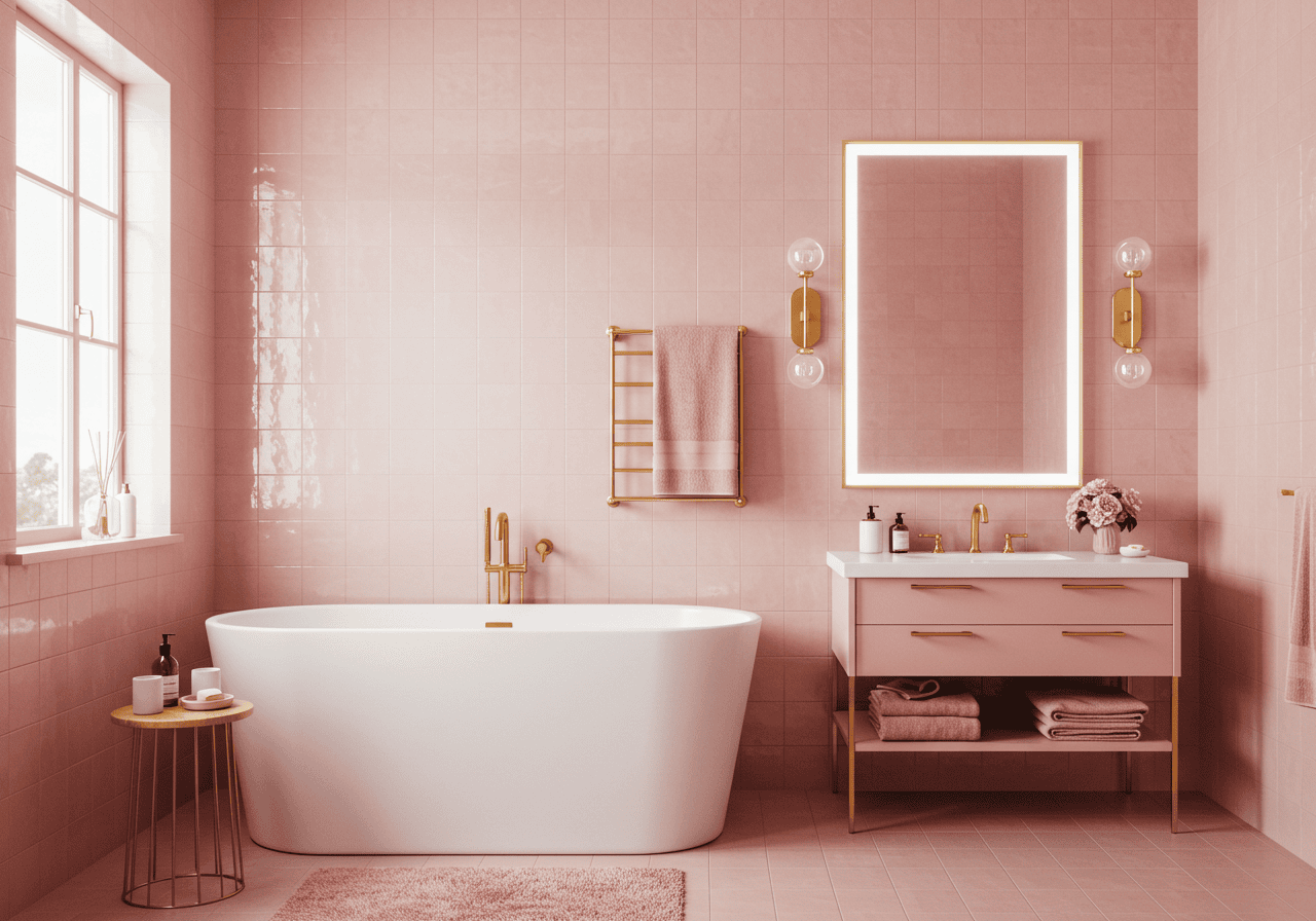 pink bathroom decor FI