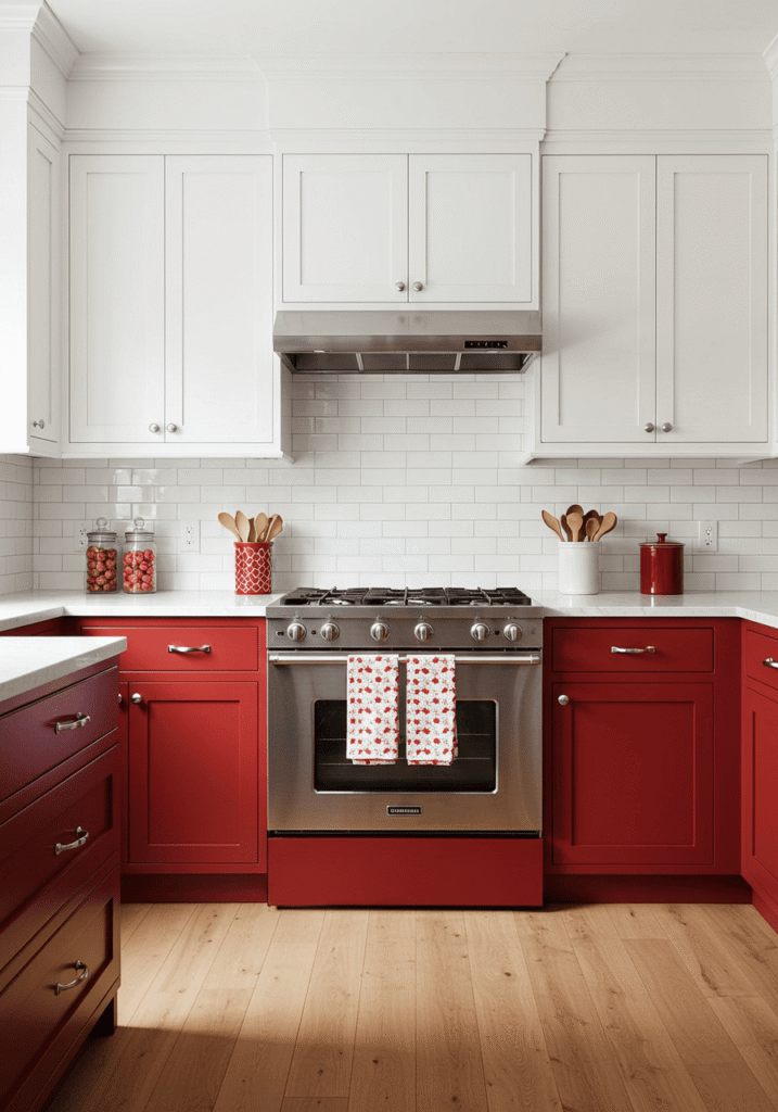 red kitchen cabinets 14