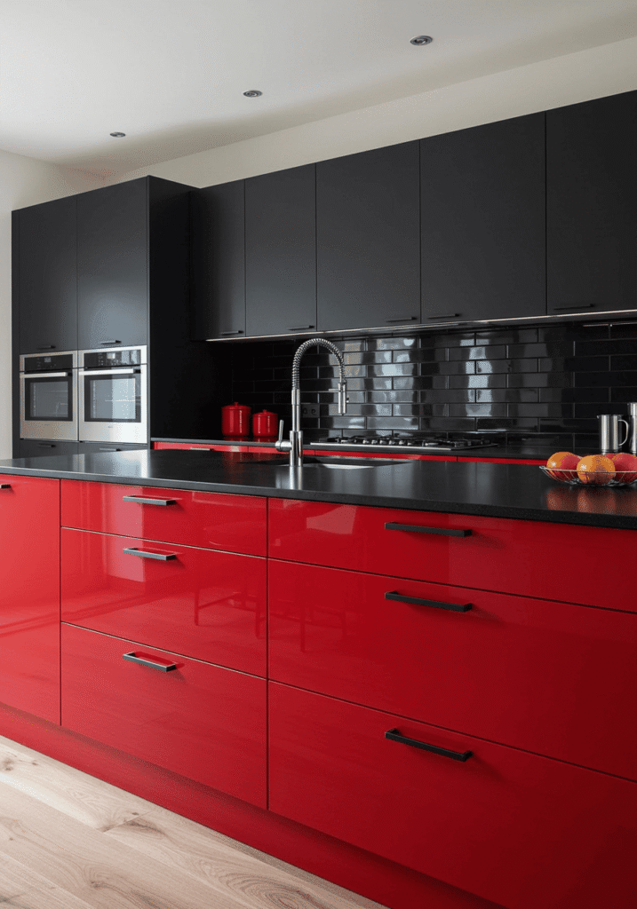 red kitchen cabinets 9