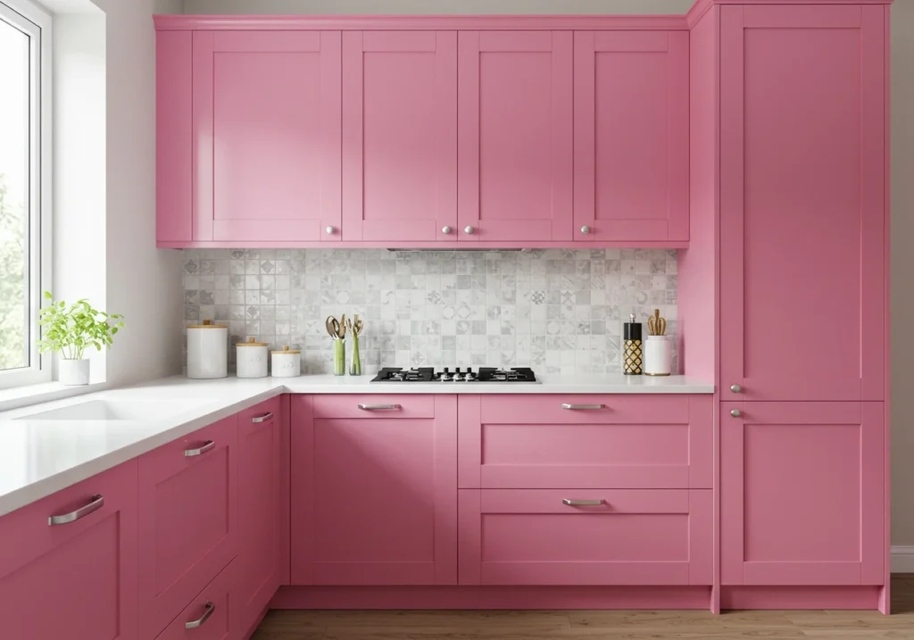 pink kitchen cabinets FI converted