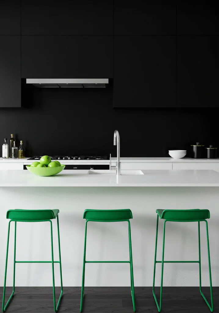 black cabinets white countertops 12