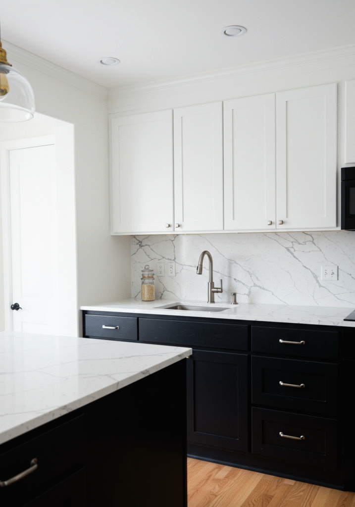 black cabinets white countertops 16