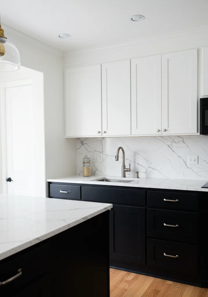 black cabinets white countertops 16