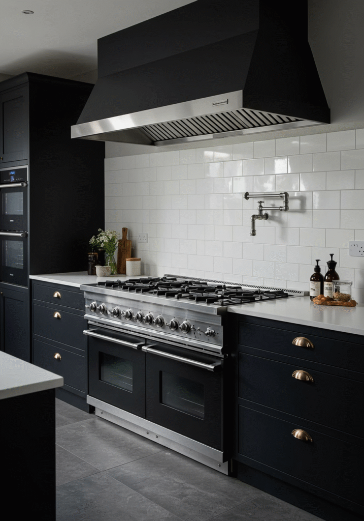 black cabinets white countertops 18