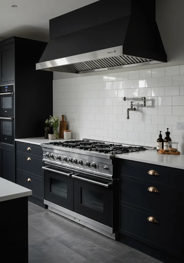 black cabinets white countertops 18