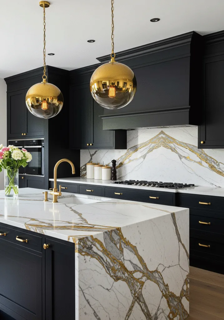 black cabinets white countertops 3