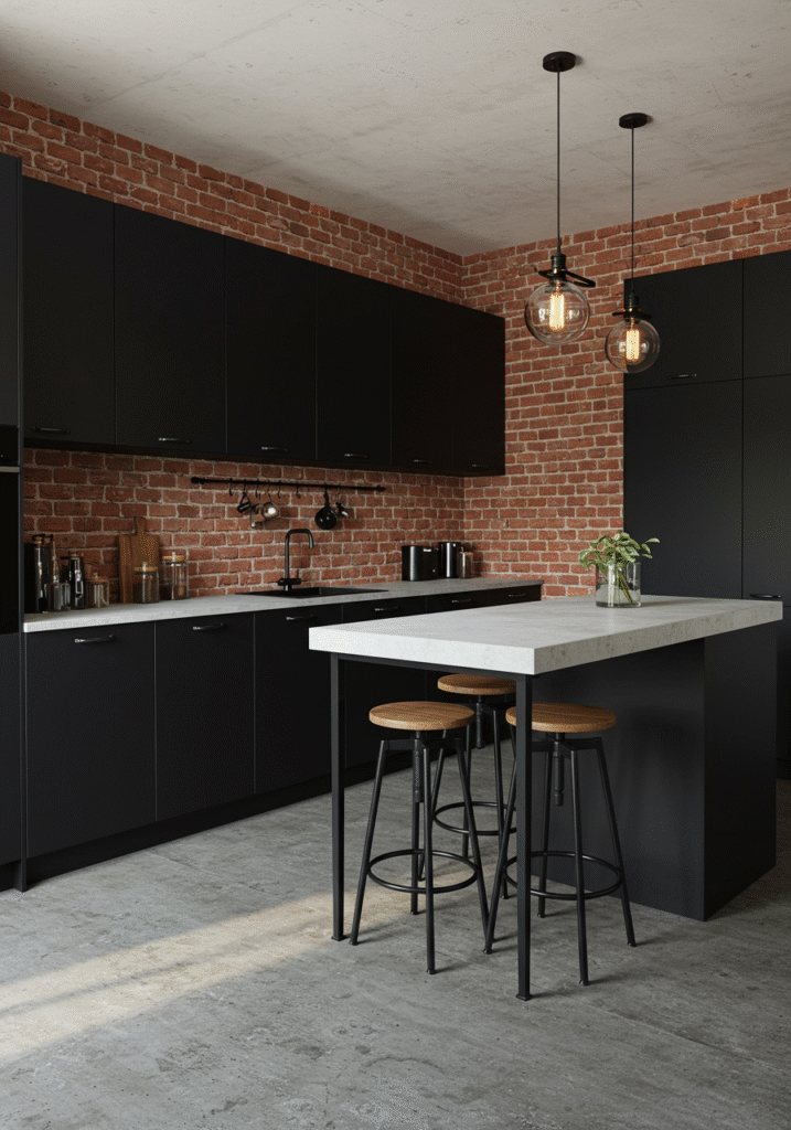 black cabinets white countertops 4