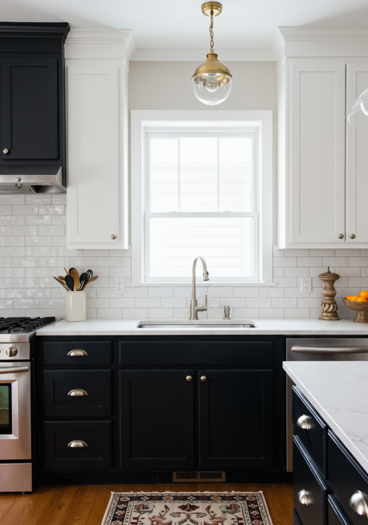 black cabinets white countertops 5