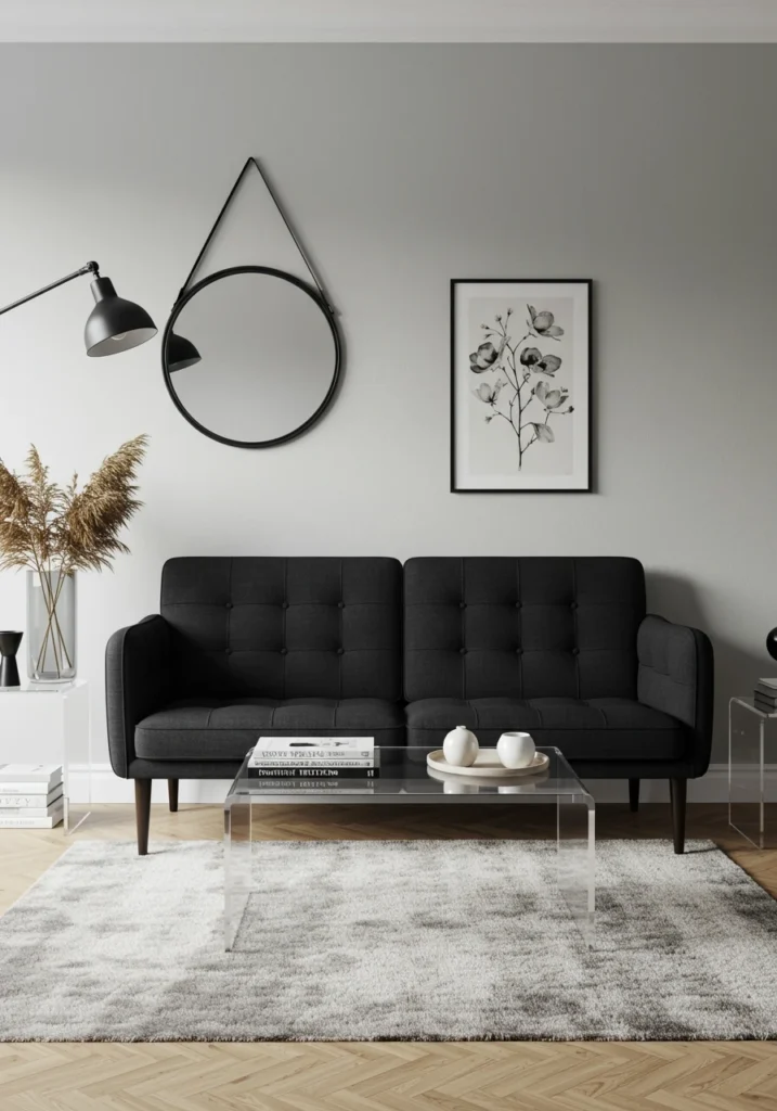 black couch living room 13 converted