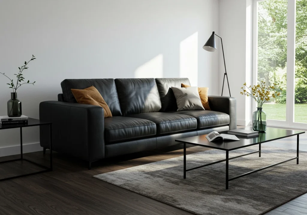 black couch living room FI converted