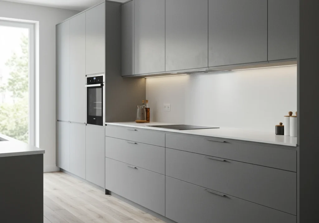 gray kitchen cabinets FI converted