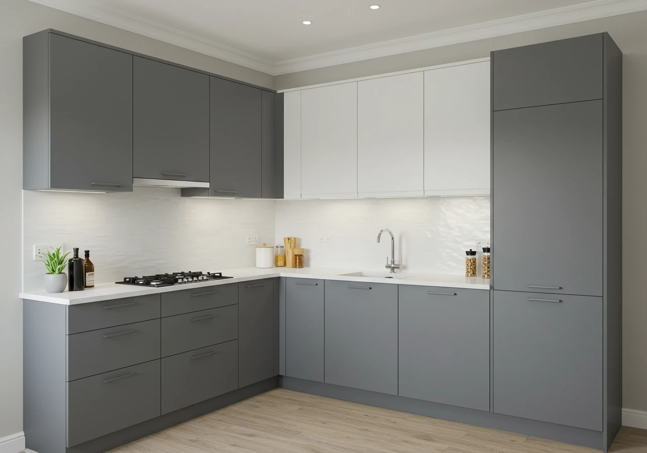 grey and white kitchen cabinets FI converted