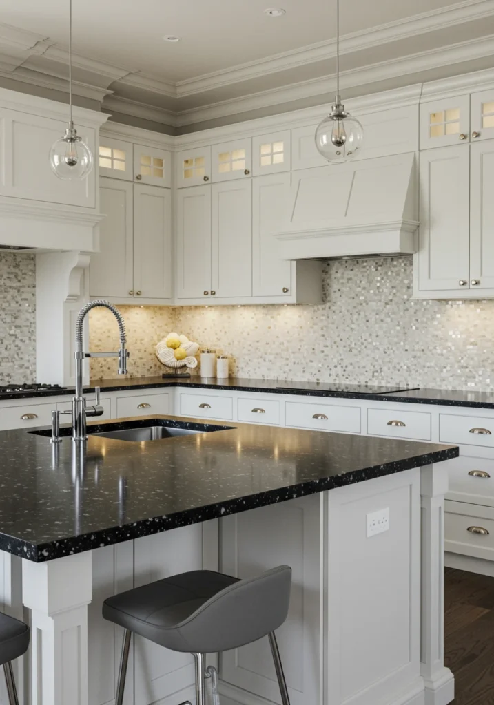 white cabinets black countertops 15 converted