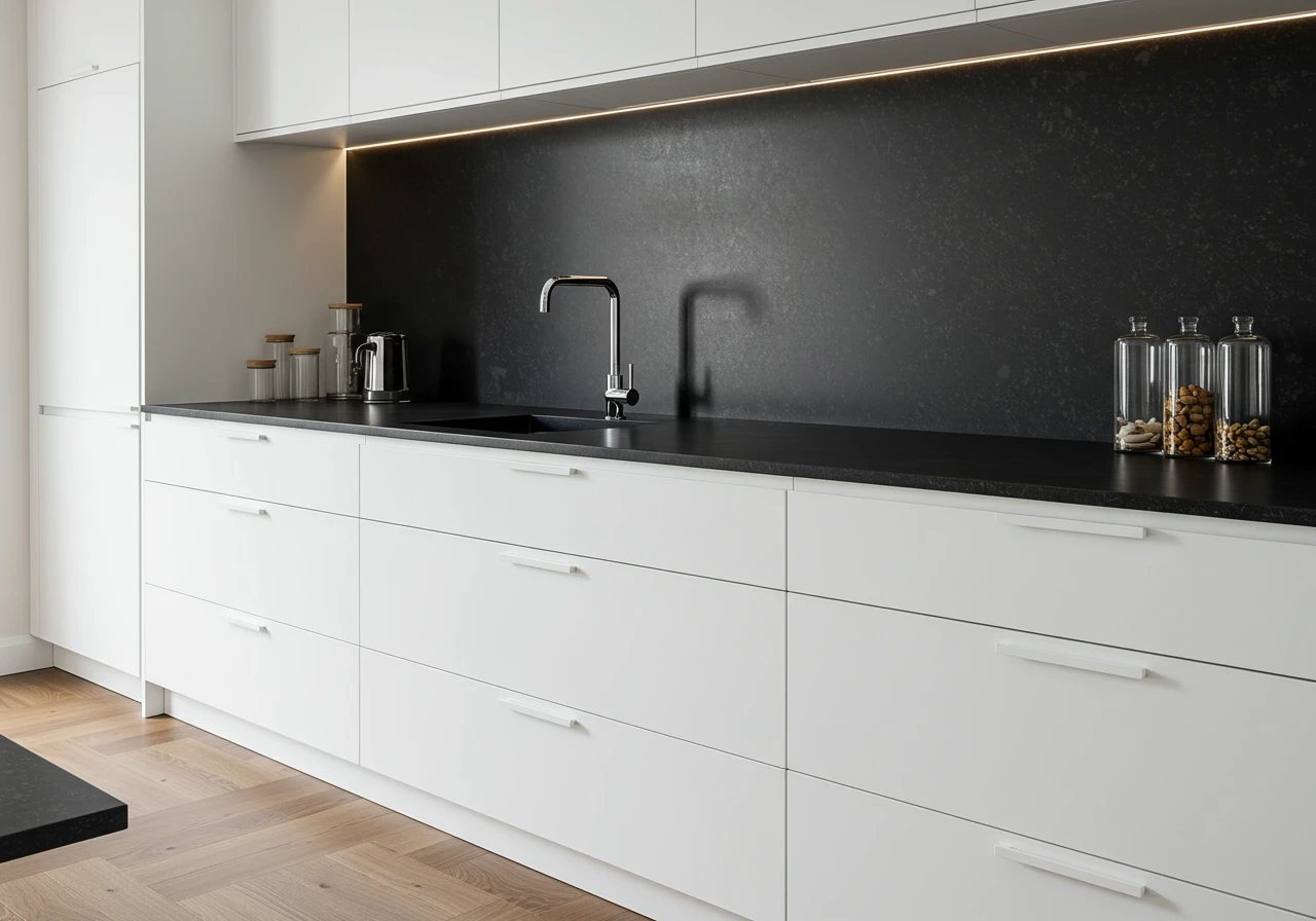 white cabinets black countertops FI converted