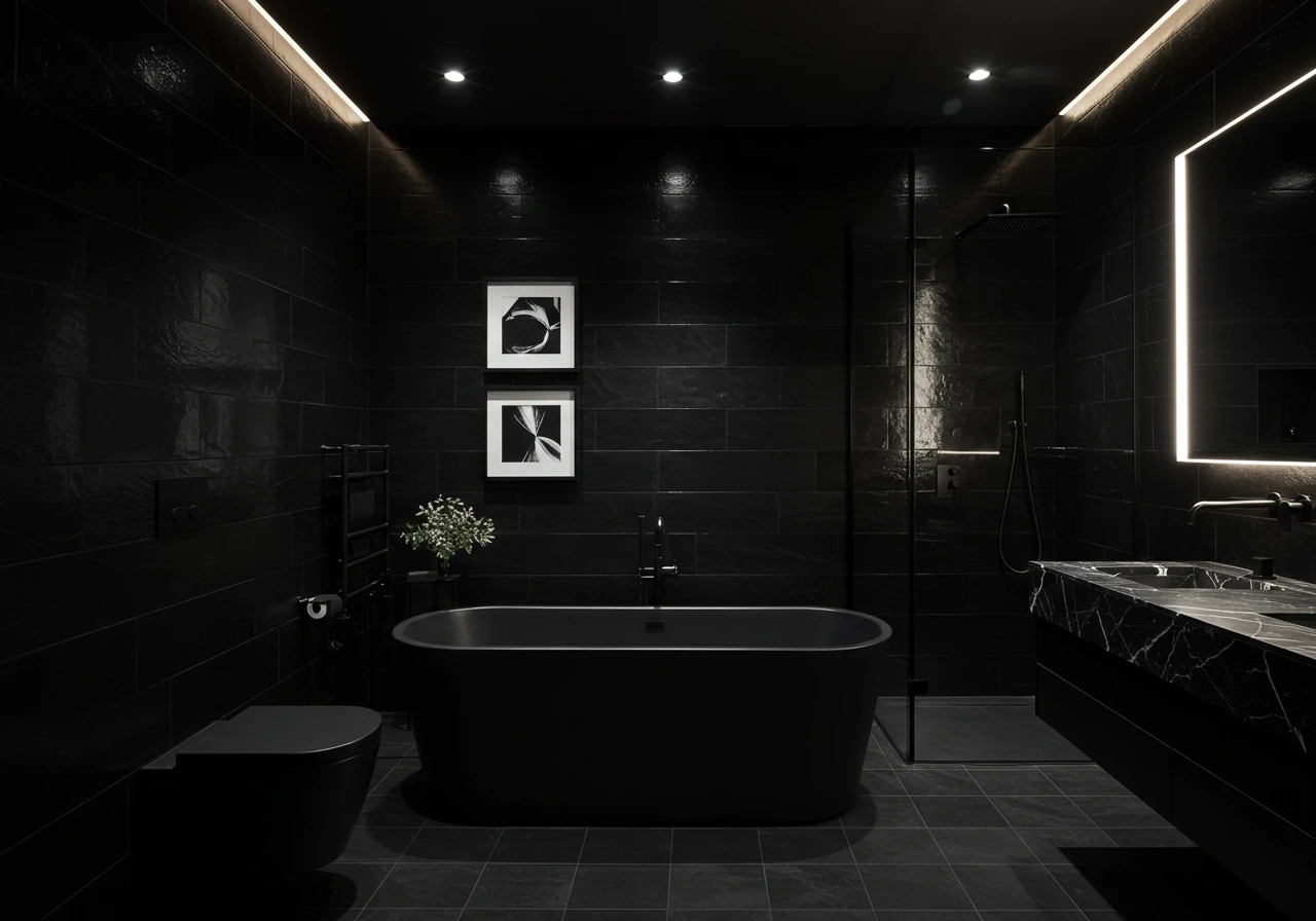 black bathroom ideas FI converted