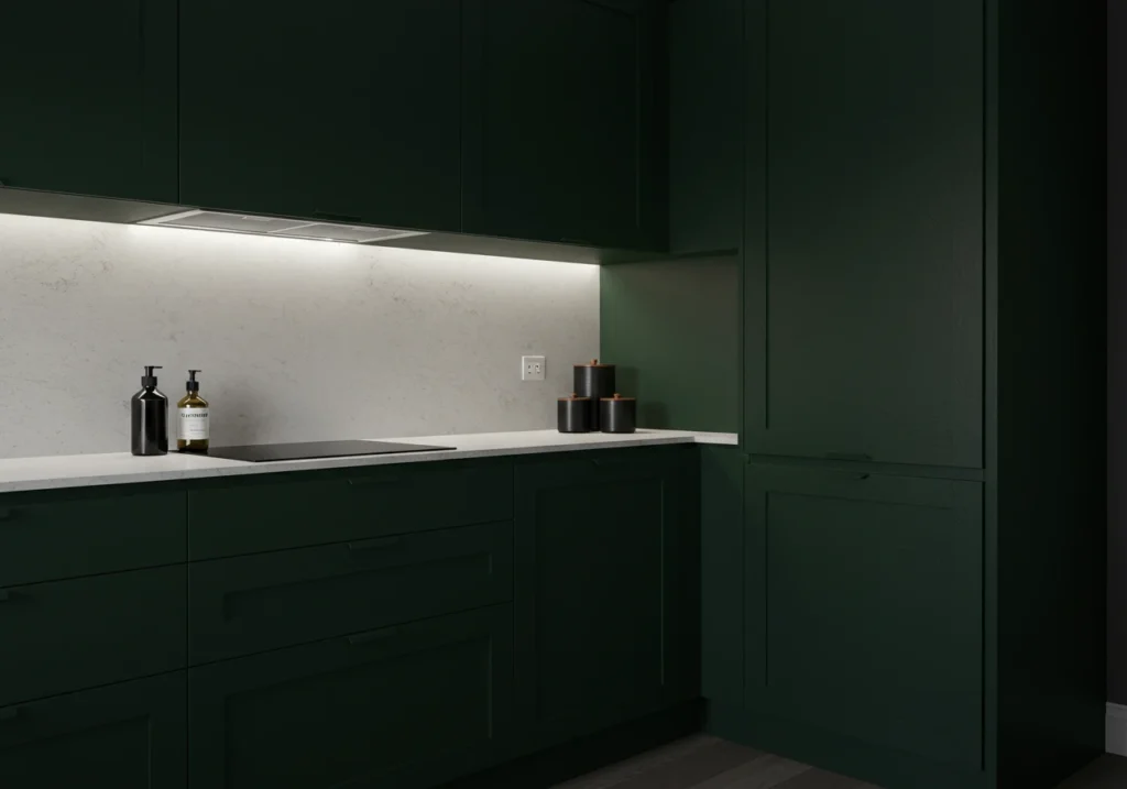 dark green kitchen cabinets FI converted
