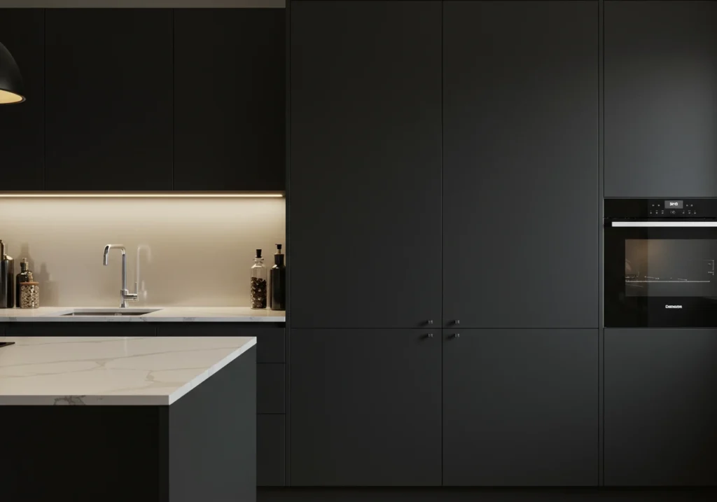 dark kitchen cabinet FI converted
