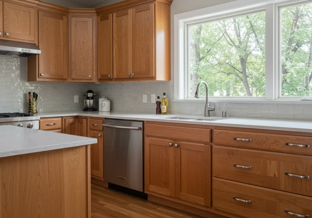 hickory kitchen cabinet FI converted