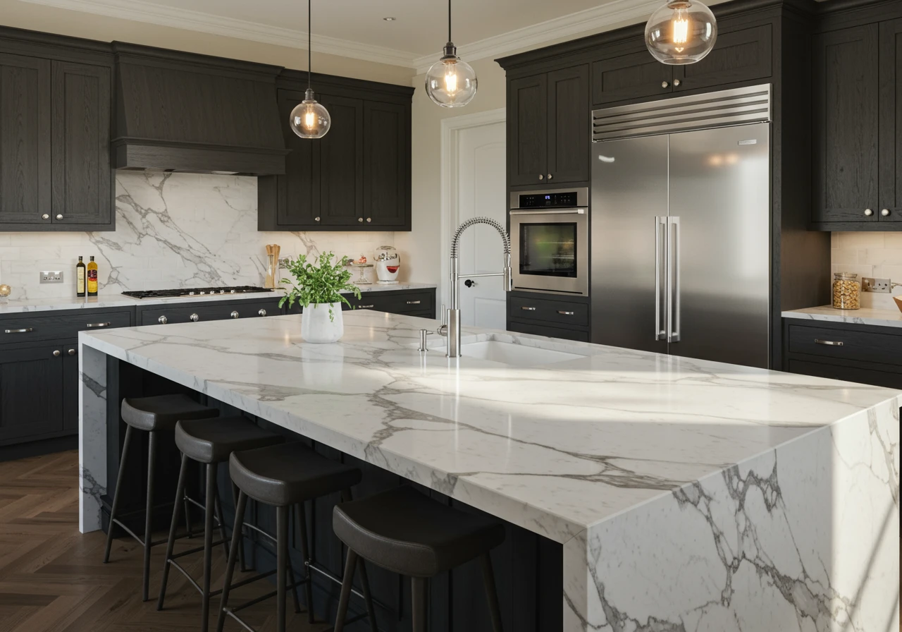 white marble countertops FI converted