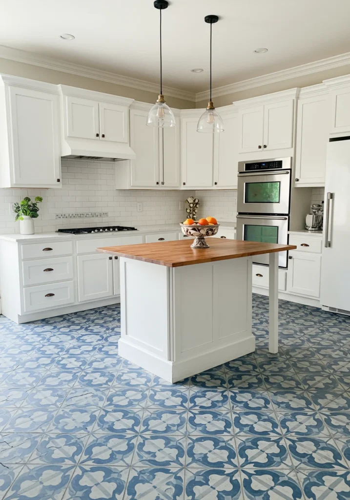 blue and white kitchen 17 converted