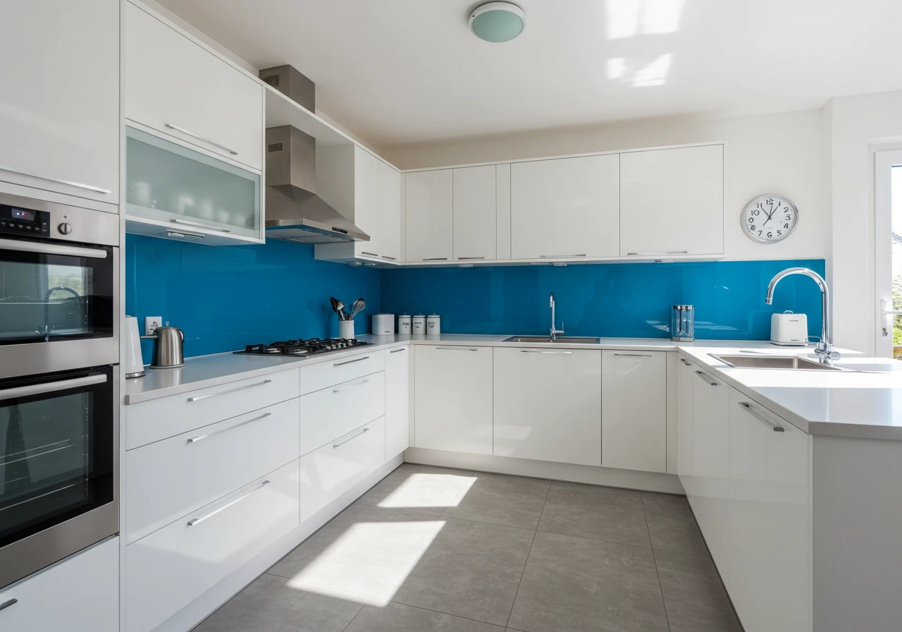 blue and white kitchen FI converted