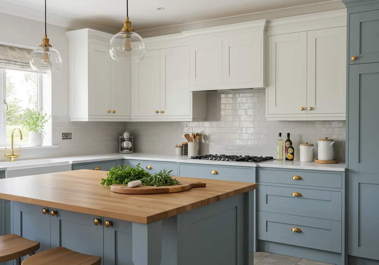 blue grey kitchen cabinets FI