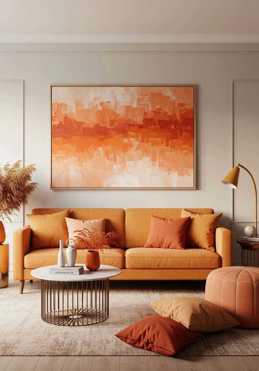 orange couch living room ideas 12