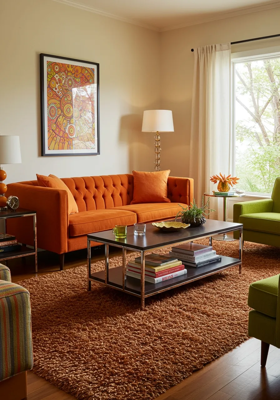 orange couch living room ideas 14