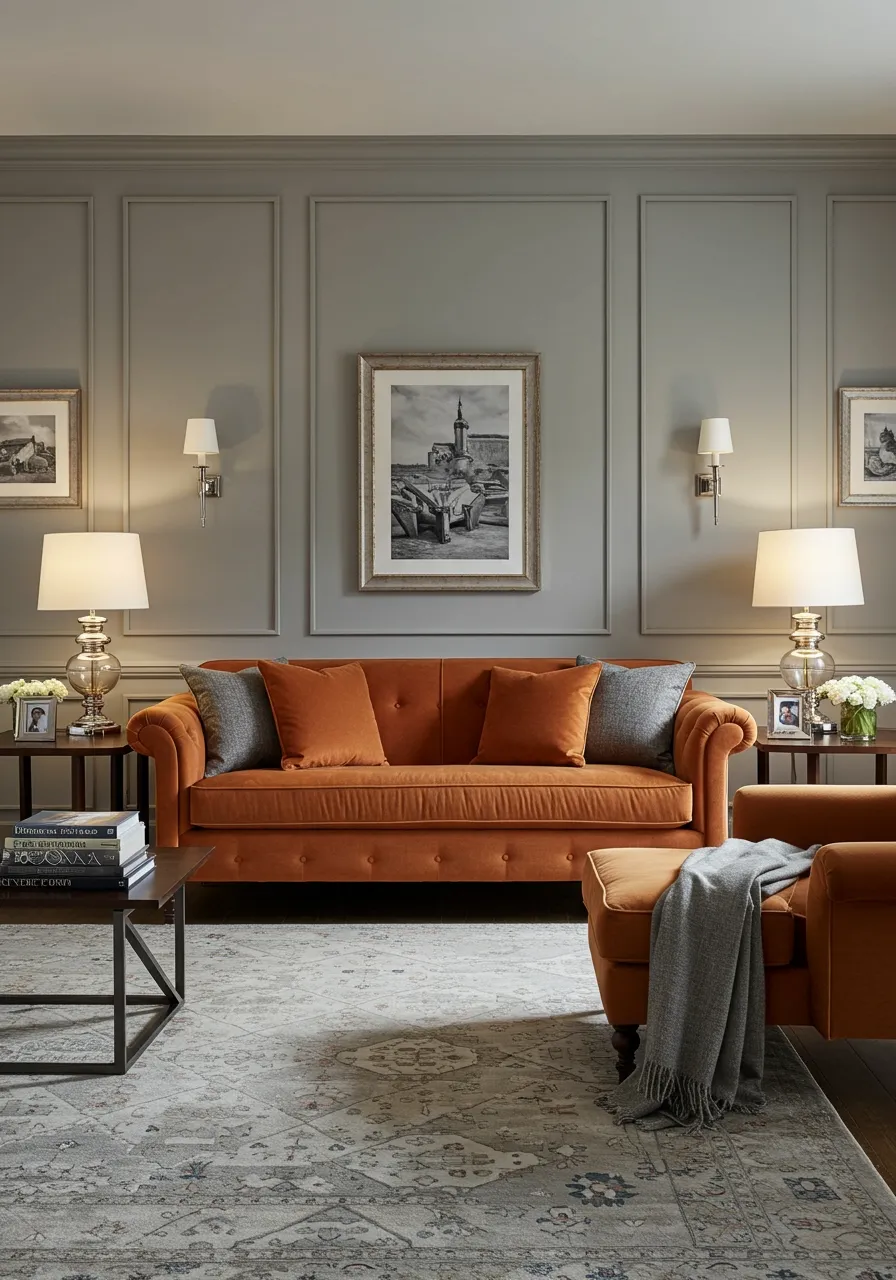 orange couch living room ideas 15