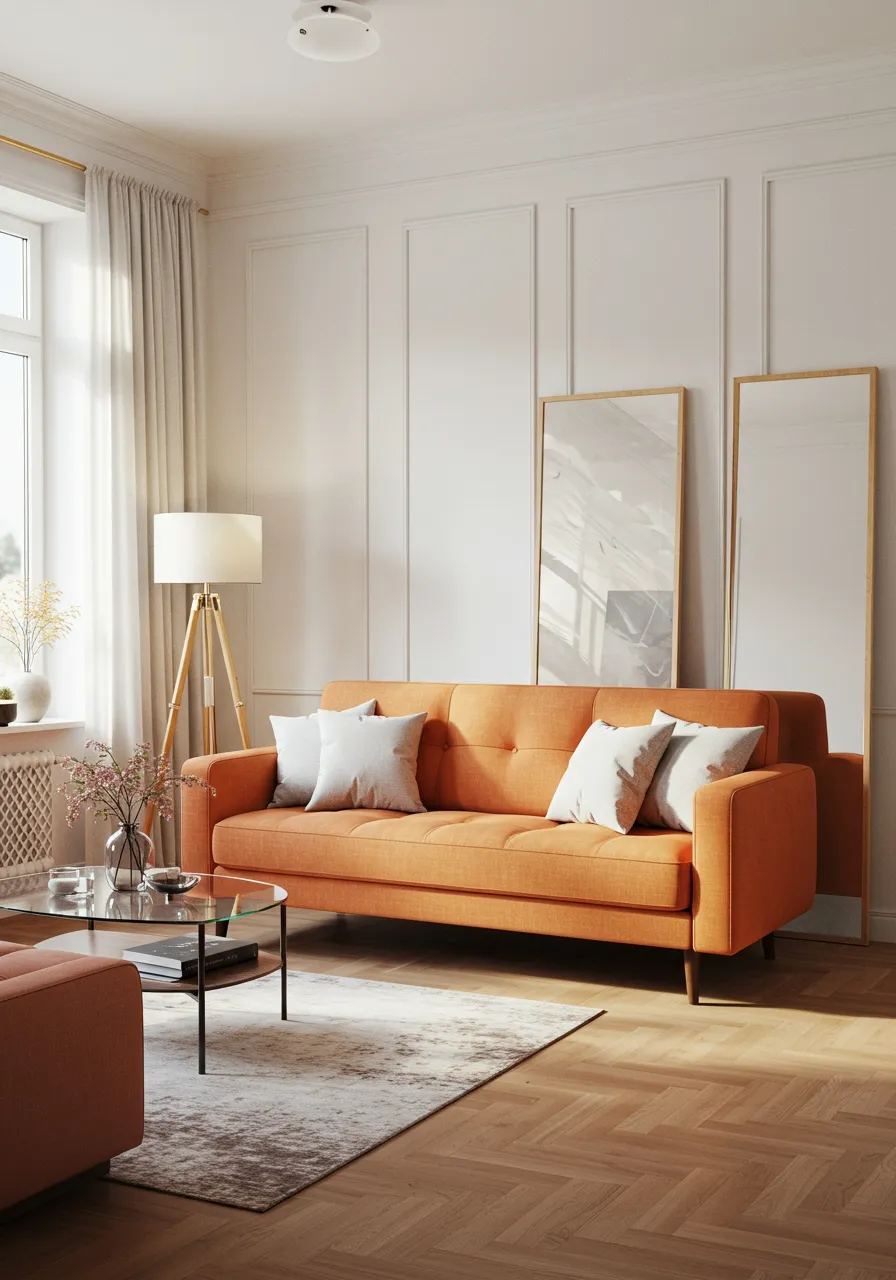 orange couch living room ideas 19