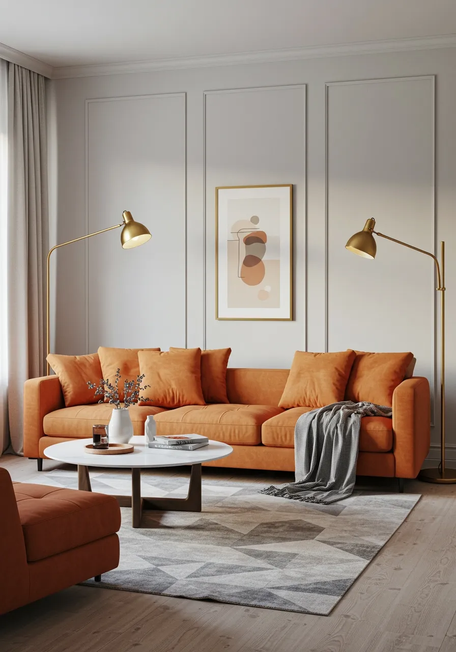 orange couch living room ideas 2