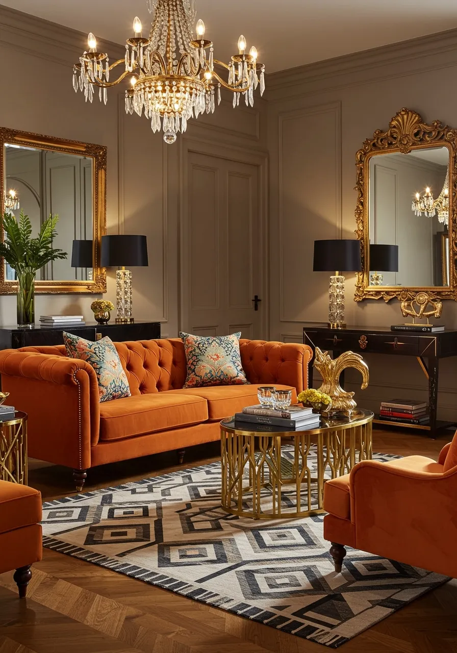 orange couch living room ideas 6