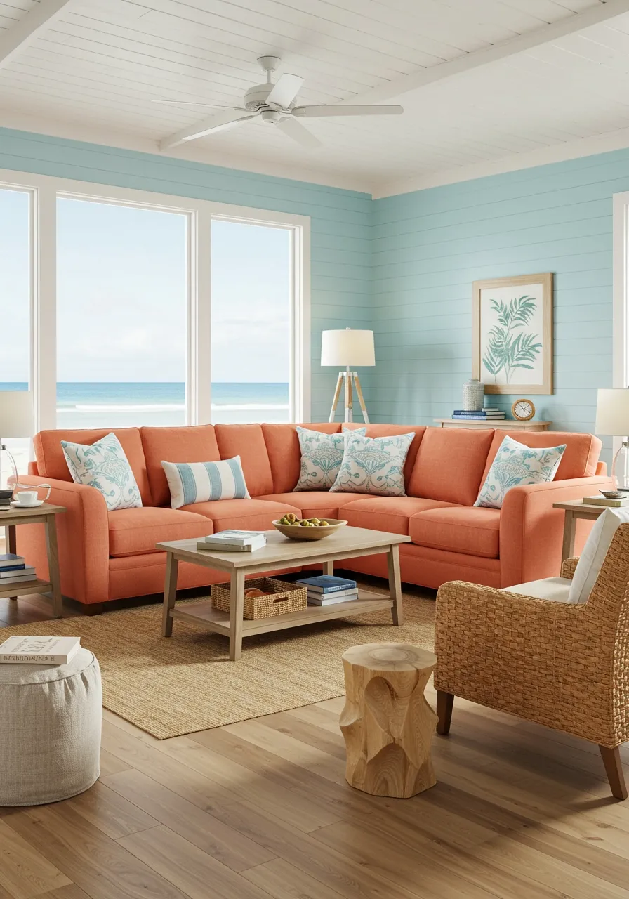 orange couch living room ideas 9