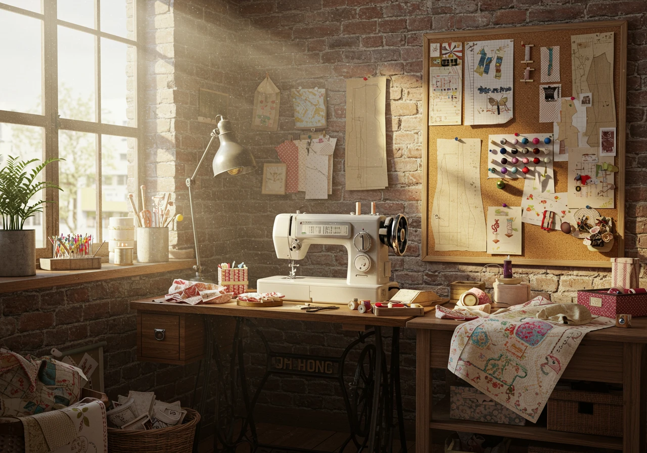 sewing room decor FI converted