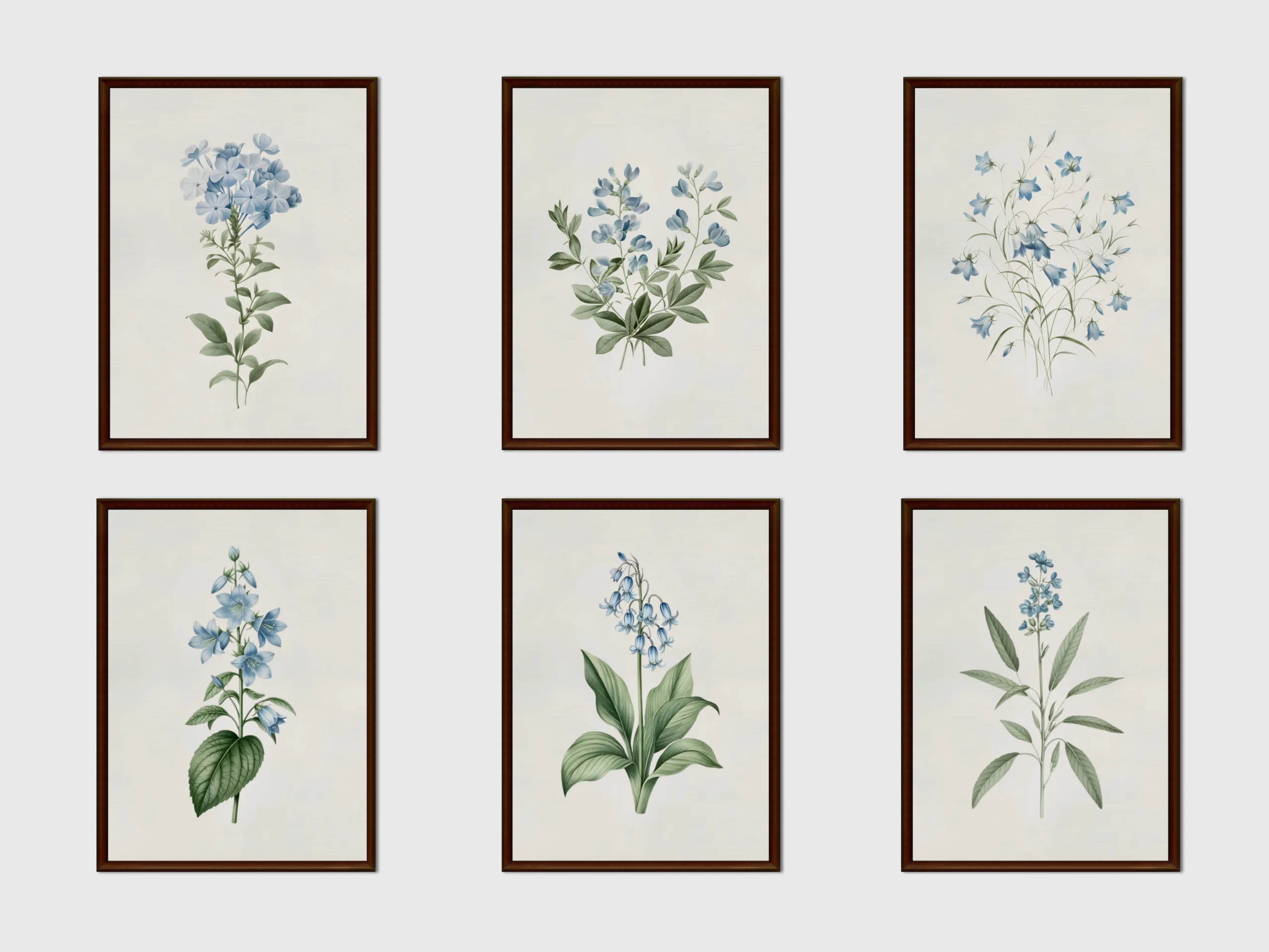 Blue Wildflowers Print Set